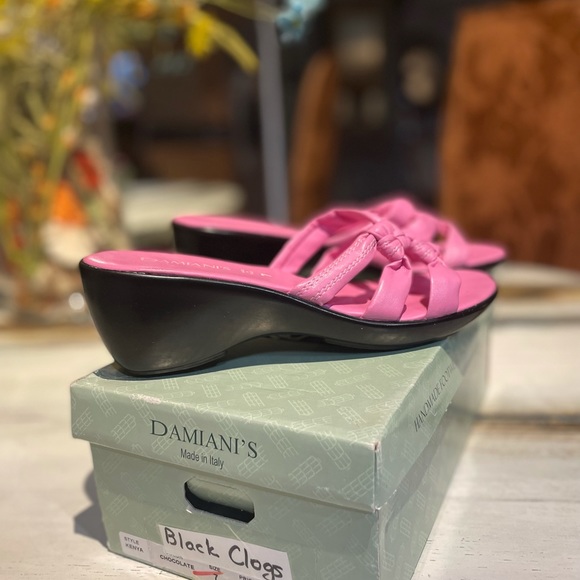 DAMIANI'S Italy Sandals Shoes Platform Wedge Heels Double Knotted Pink Sz 7 - Picture 5 of 9